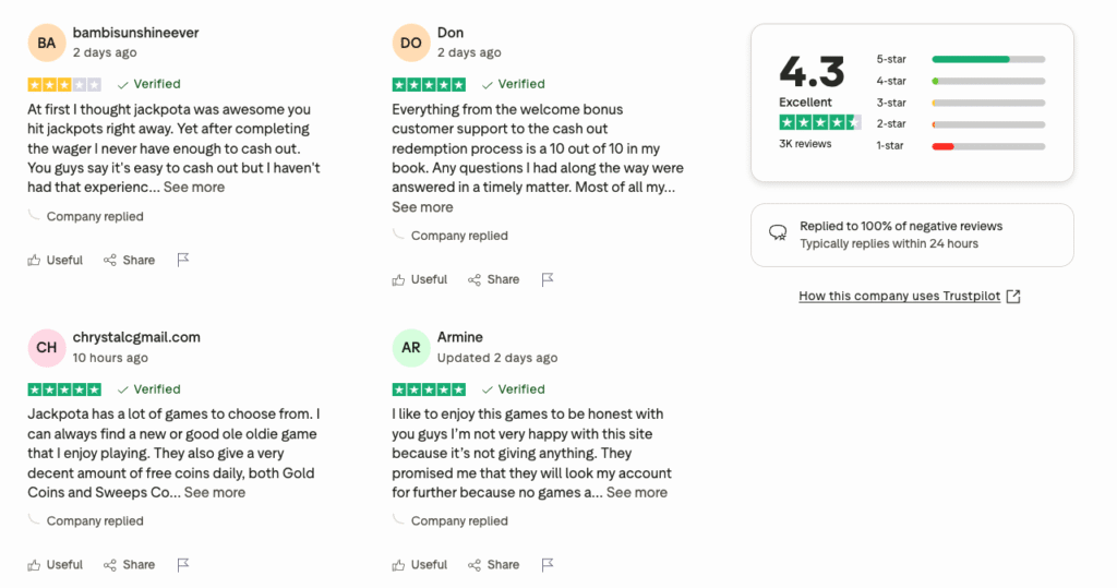 Jackpota Casino reviews