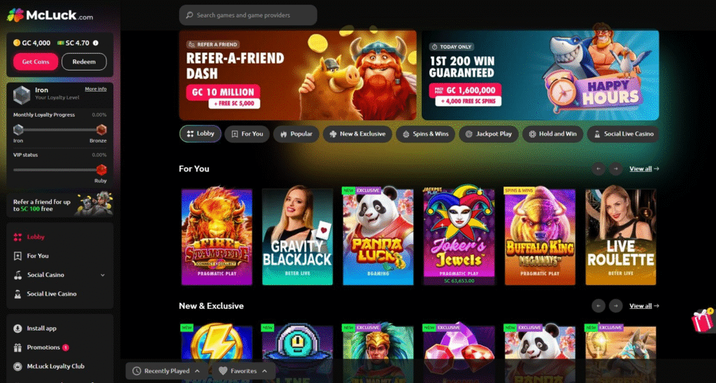 mcluck casino screenshot