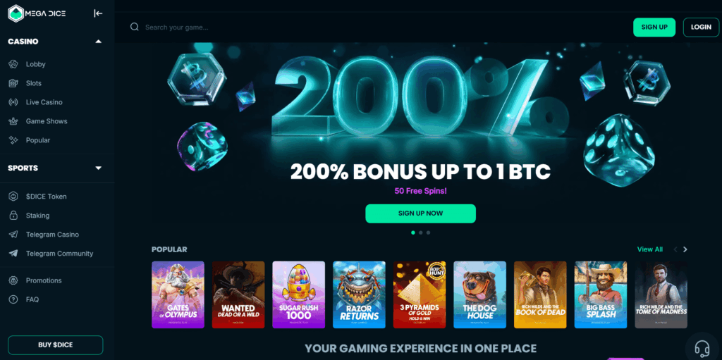 mega dice crypto casino