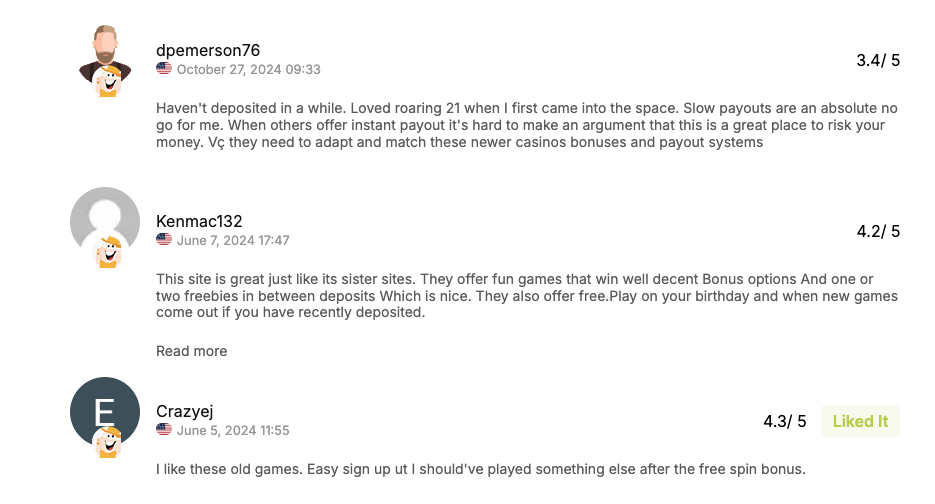 roaring 21 casino reviews